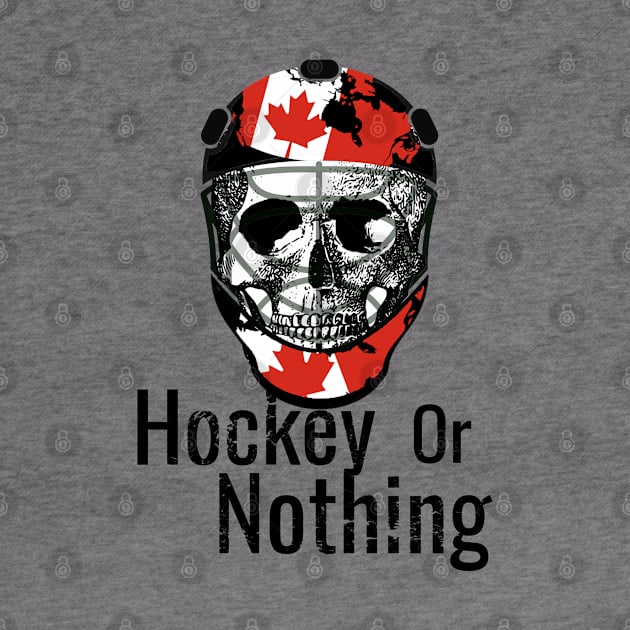 Skull with hockey helmet, Hockey or Nothing White by M Dee Signs